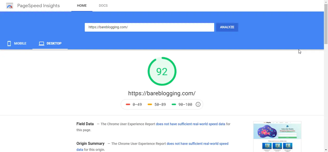 Google PageSpeed Insight Final report