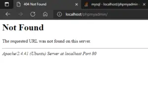 localhost phpmyadmin not found in this server